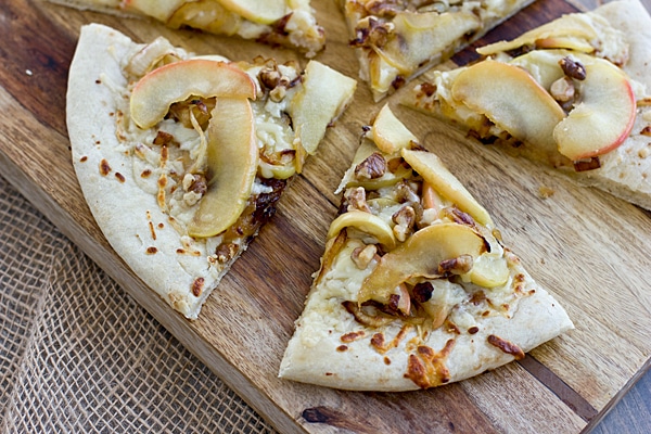 Apple Cheddar Pizza with Caramelized Onions & Walnuts