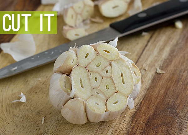 Garlic with top cut off