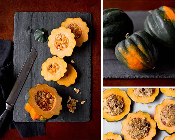 Quinoa-Stuffed Acorn Squash Rings being prepared