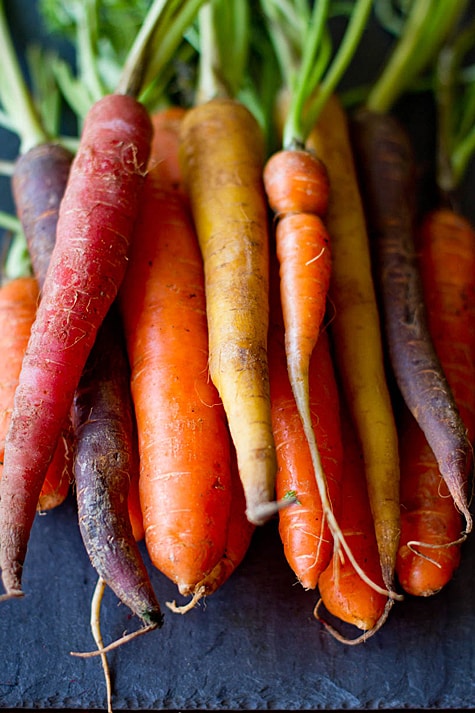 a bunch of fresh Rainbow Carrots