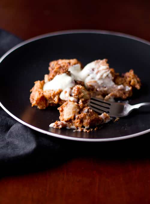 Slow Cooker Pumpkin Bread Pudding with Creme Anglaise