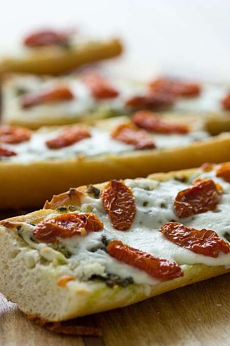French Bread Pizza with Pesto & Sun-Dried Tomatoes