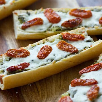 French Bread Pizza with Pesto & Sun-Dried Tomatoes Recipe