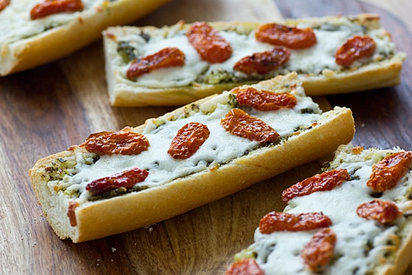 French Bread Pizza with Pesto & Sun-Dried Tomatoes Recipe