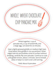 Whole Wheat Chocolate Chip Pancake Mix in a Jar - A DIY Edible Gift!