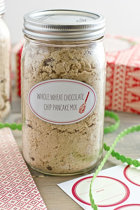 Whole Wheat Chocolate Chip Pancake Mix in a Jar