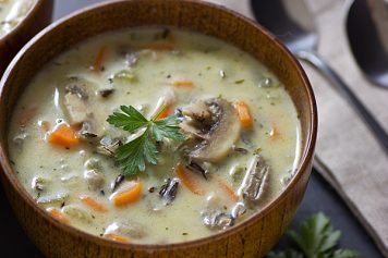Vegetarian Creamy Wild Rice and Mushroom Soup | Oh My Veggies