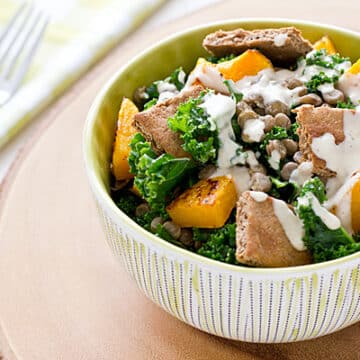 Butternut Squash, Lentil & Kale Salad with Tahini Dressing Recipe