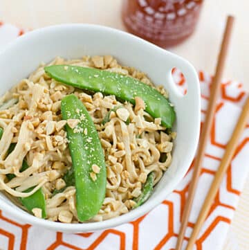 Peanut Udon Noodles with Snow Peas Recipe