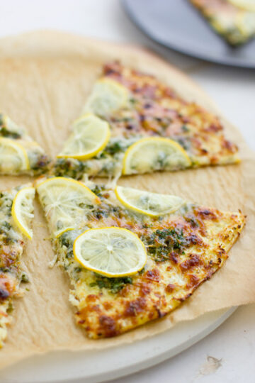 Cauliflower Crust Lemon Gremolata Pizza - Oh My Veggies!