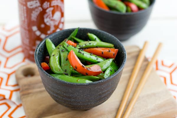Sriracha Snap Peas with Red Pepper Recipe