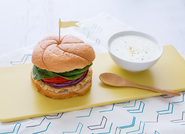 Cauliflower Hummus Burger with Mint Tzatziki Recipe