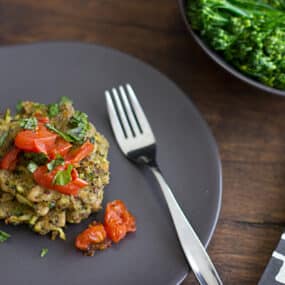 Pesto Quinoa & White Bean Cakes with Roasted Tomatoes Recipe
