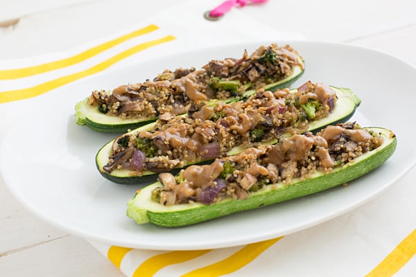 Stuffed Zucchini with Creamy Peanut Lime Sauce