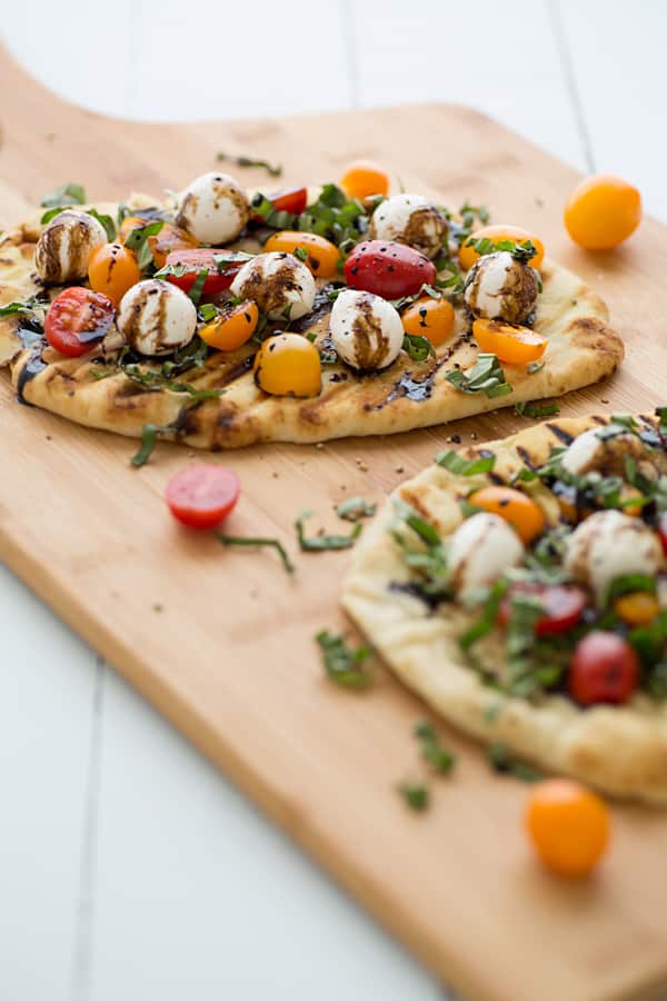 grilled caprese naan pizza