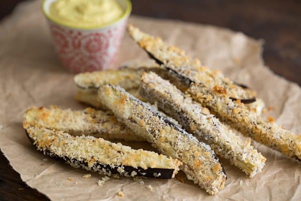 Baked Eggplant Fries with Curried Cashew Aioli