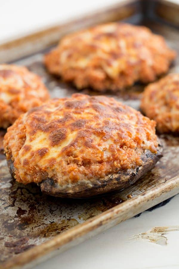 Pizza Quinoa Stuffed Portobello Mushrooms