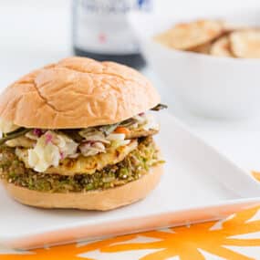 Teriyaki-Glazed Brown Rice & Edamame Burgers with Grilled Pineapple Recipe