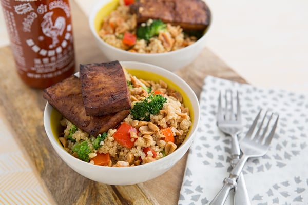 Peanutty Quinoa Bowls with Baked Tofu Recipe
