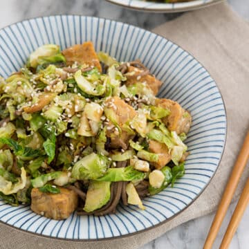 Brussels Sprout, Tempeh & Soba Noodle Skillet Recipe