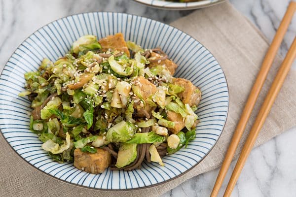 Brussels Sprout, Tempeh & Soba Noodle Skillet Recipe
