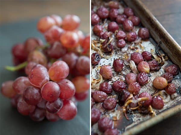 Roasted Grapes on a baking sheet