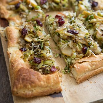 Brussels Sprout and Apple Tart with Walnut Pesto Recipe