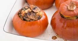Baked Pumpkin with Spinach, Mushrooms & Cheese Recipe