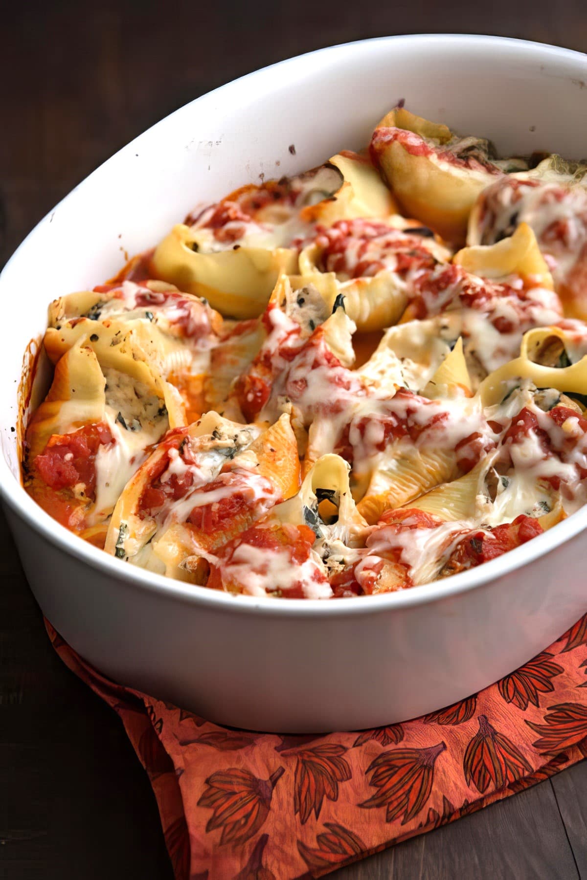 vegetarian stuffed shells stuffed with mushrooms and swiss chard