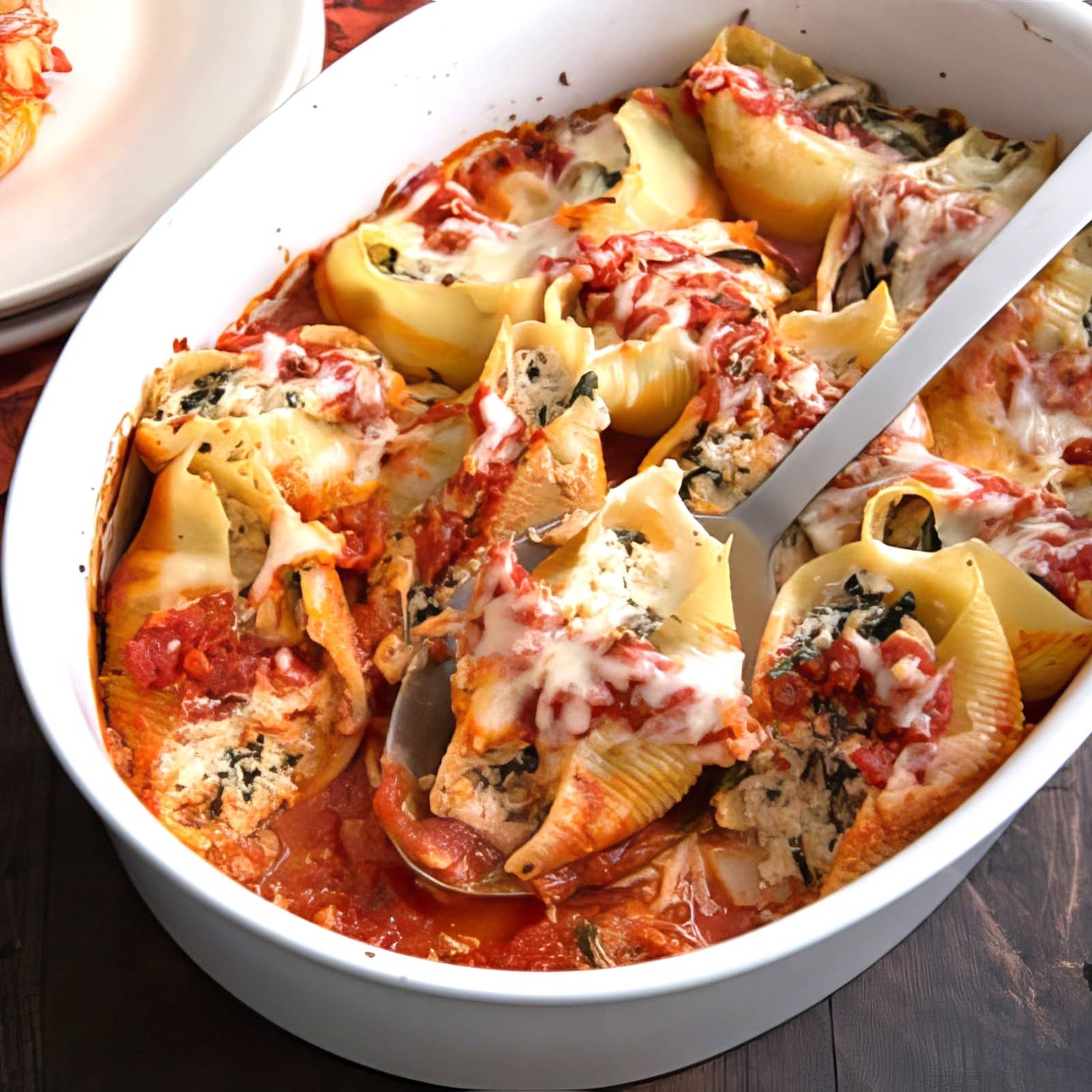 vegetarian stuffed shells stuffed with mushrooms and swiss chard