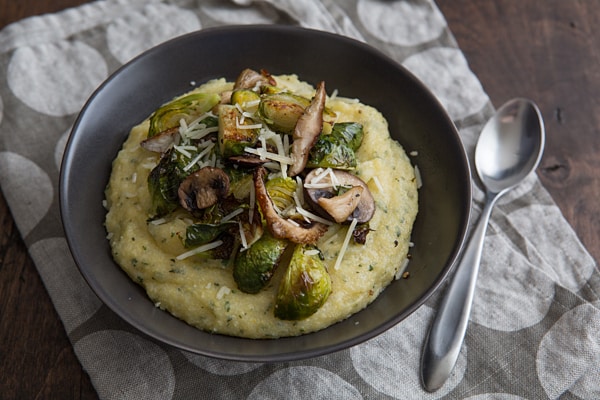 Sage Polenta Bowls with Brussels Sprouts and Wild Mushrooms Recipe