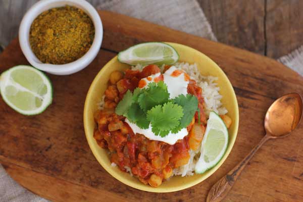 Chickpea Indian Bowl with Basmati Rice