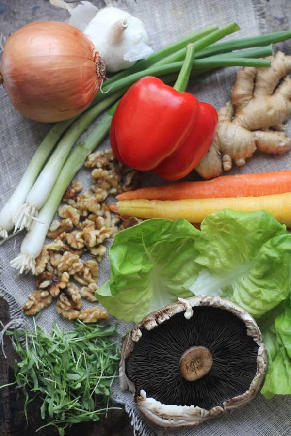 ingredients for vegetarian lettuce wraps