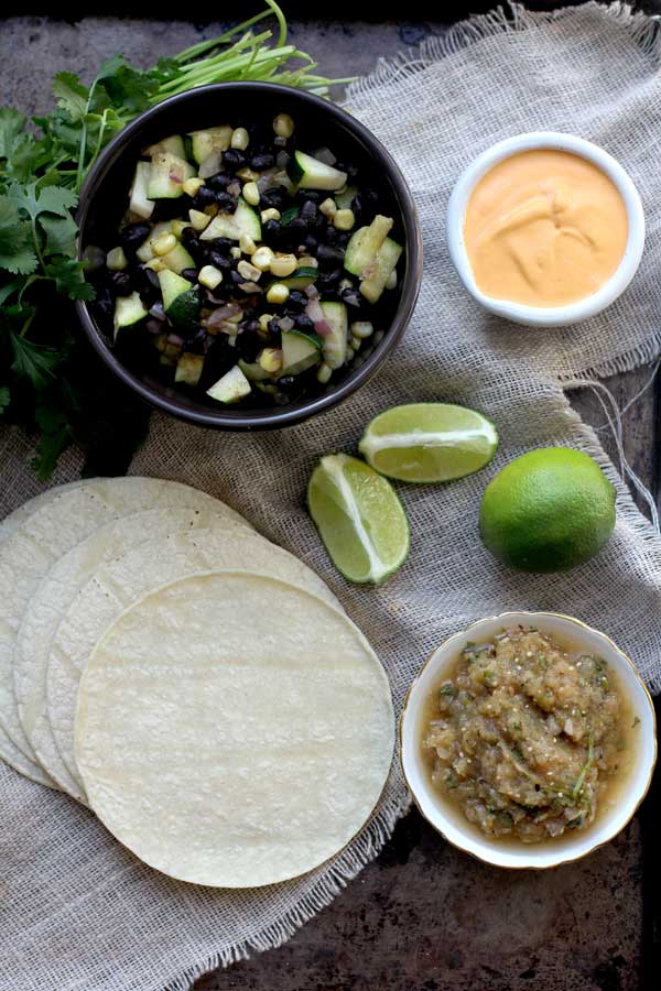 Black Bean Enchiladas with Roasted Red Pepper Cashew Cream Recipe