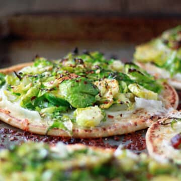 Brussels Sprouts Pita Pizzas from Kitchen Treaty