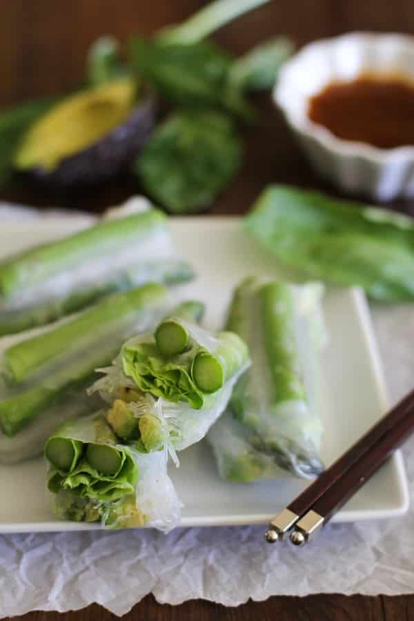 Asparagus and Avocado Spring Rolls with Citrus Dipping Sauce
