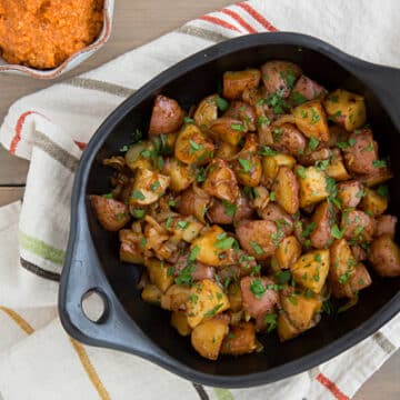 Smoky Braised Potatoes with Spicy Romesco Sauce Recipe