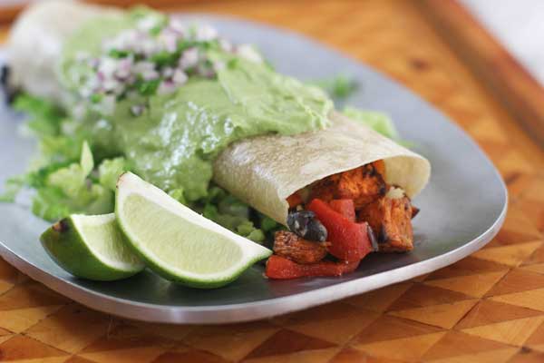 Sweet Potato Burrito Smothered in Avocado Salsa Verde by Cookie & Kate