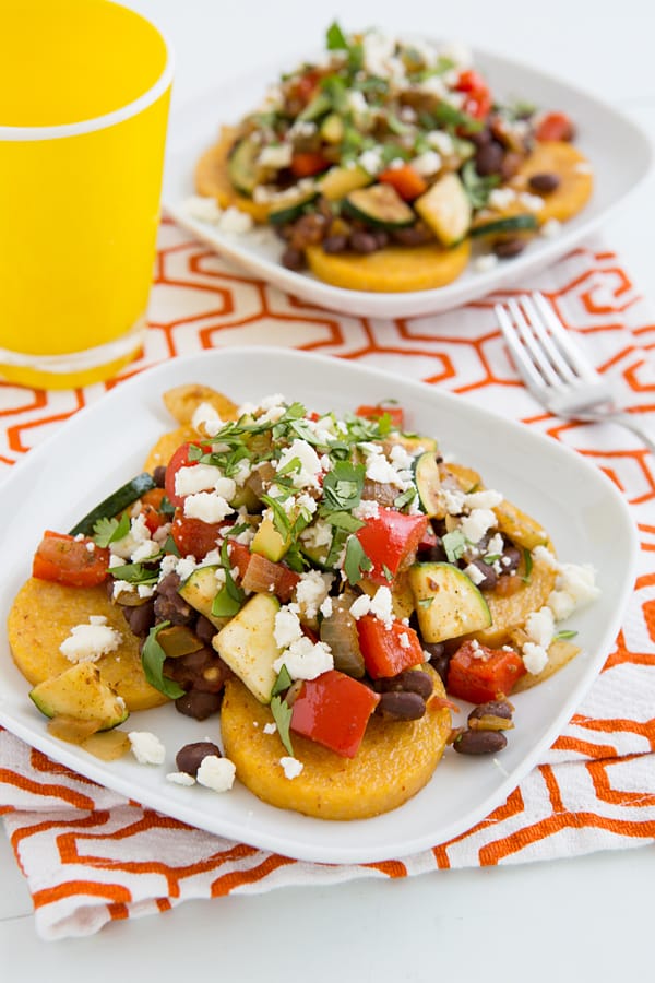 Mexican Baked Polenta with Salsa Beans and Sautéed Veggies