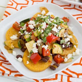 Mexican Baked Polenta with Salsa Beans & Sautéed Veggies Recipe