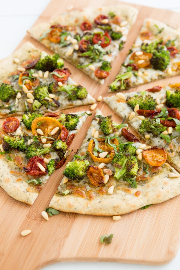 Roasted Broccoli & Sun-Dried Tomato Vegetarian Pizza Recipe