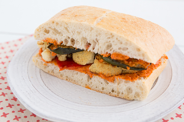 Roasted Vegetable Romesco Sandwiches