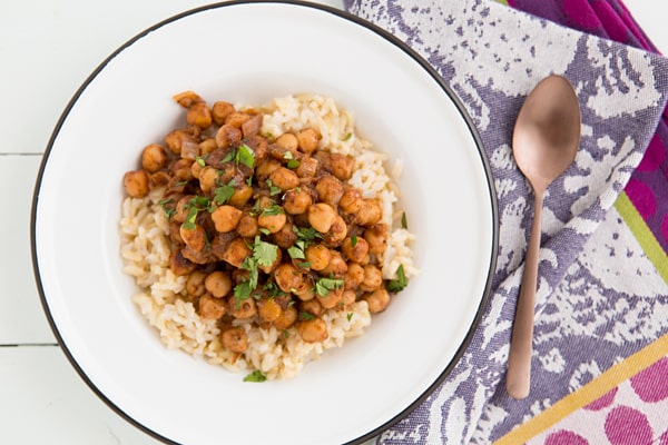 Spicy Indian Chickpeas with Brown Rice