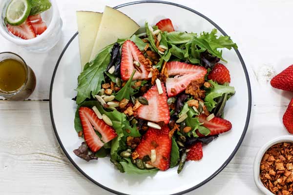 Strawberry Salad with Coconut Bacon