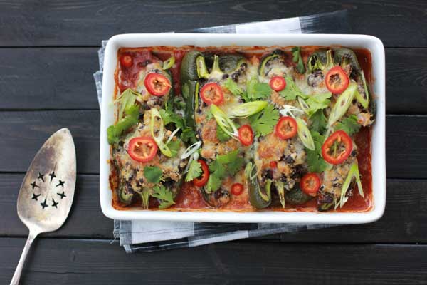 Black Bean & Pepper Jack Stuffed Poblano Pepers