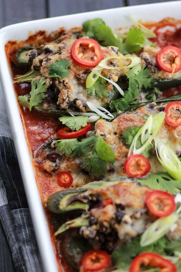 Black Bean & Pepper Jack Stuffed Poblano Peppers