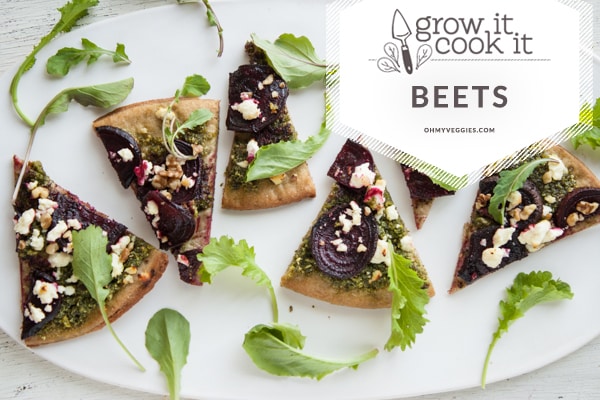 Beet Green Pesto Pizza with Roasted Beets & Goat Cheese