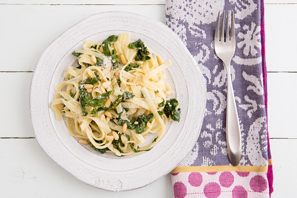 Fettuccine with Swiss Chard & Garlic