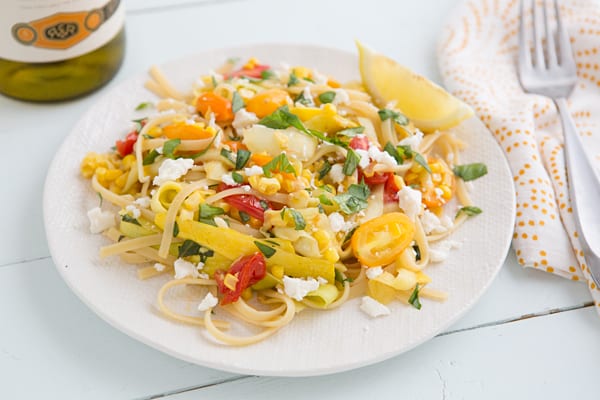 Summer Vegetable Linguine with Feta