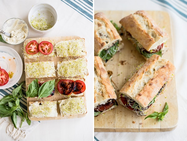 Vegan Caprese Sandwiches with Garlic Cashew Cheese